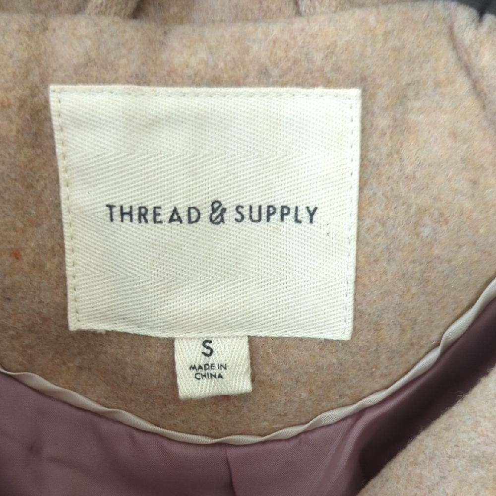 Thread & Supply Tan Pea Coat with Wide Lapels - Picture 2 of 5
